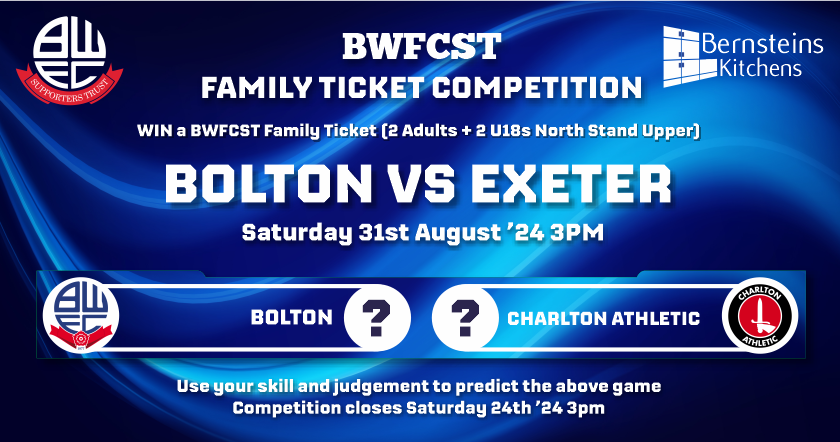 BWFCST Family Ticket Competition Win Exeter Tickets