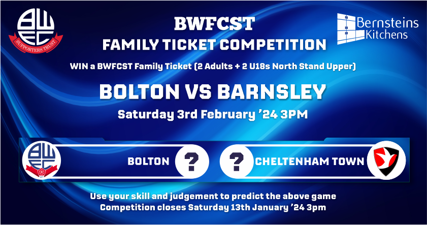 BWFCST Family Ticket Competition Win Barnsley Tickets