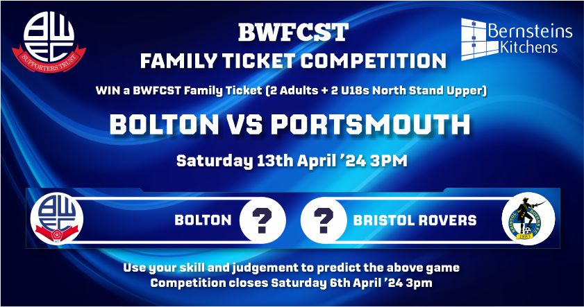 BWFCST Family Ticket Competition Win Portsmouth Tickets