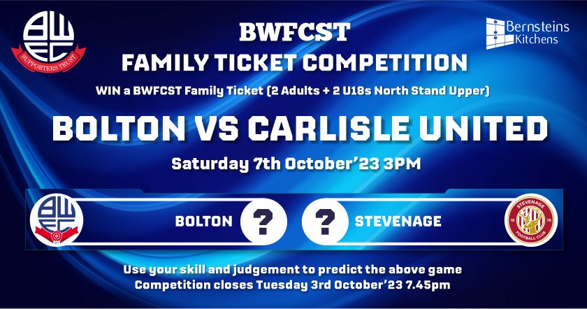 BWFCST Family Ticket Competition Win Carlisle Tickets