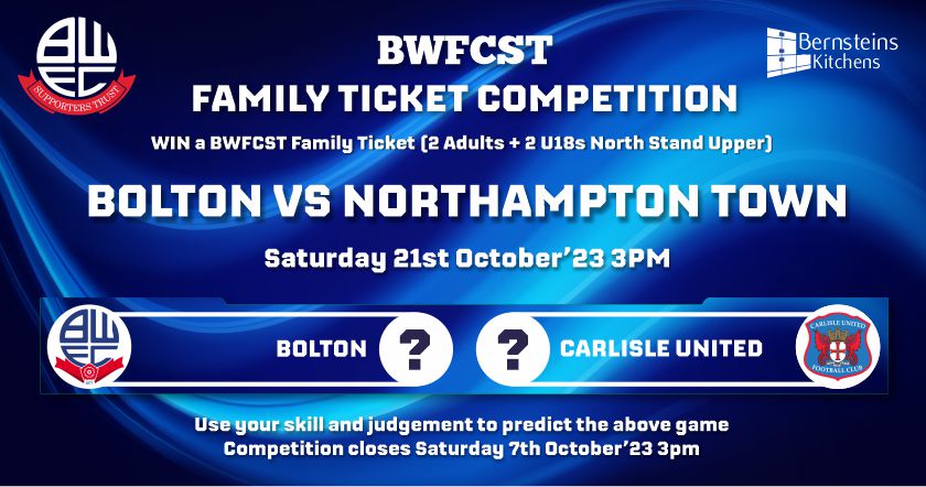 BWFCST Family Ticket Competition Win Northampton Tickets