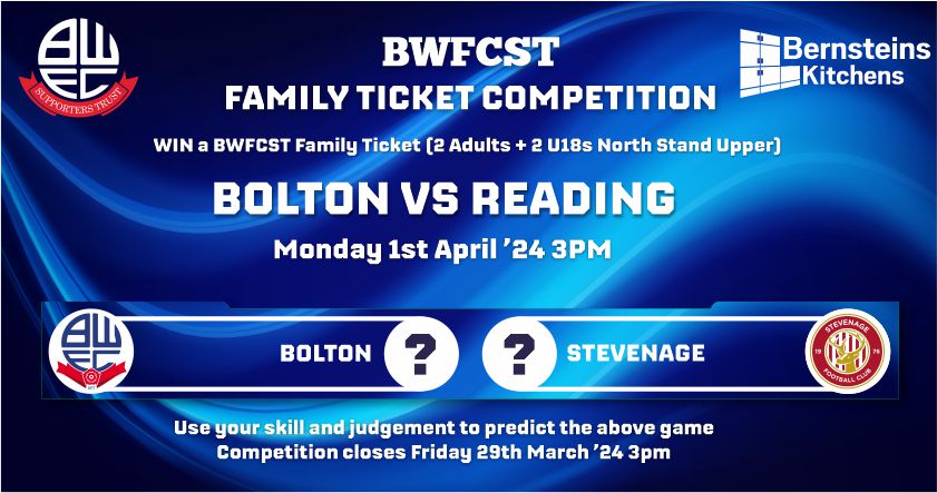 BWFCST Family Ticket Competition Win Reading Tickets